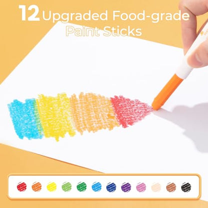 M&G 12-Color Tempera Paint Sticks for Kids, Food-Grade, Washable, Fast Dry | Food-Grade Kids’ Paint Sticks That Dry Fully in 90 Seconds and Wash Clean with Soap and Water - color: 12 colors