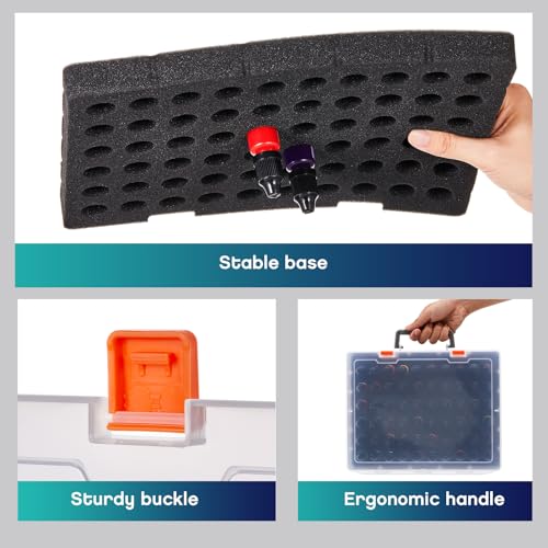 Patelai 2 Pack Alcohol Ink Storage Case and Paint Carrying Organizer Holder Fits 120 Pcs 0.98 Inch Bottles, Portable Storage Box with Foam Insert for Alcohol & Paint Ink, Art Supplies - size: 60*0.5 oz