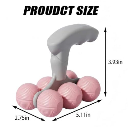 6-Wheel Handheld Massage Roller for Muscle Pain Relief (Pink) - color: Pink