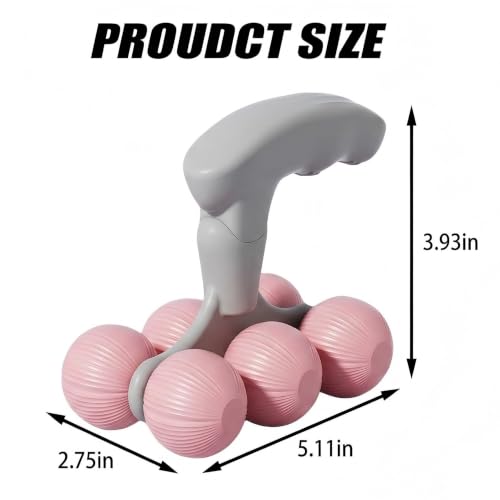 6-Wheel Handheld Massage Roller for Muscle Pain Relief (Pink) - color: Pink