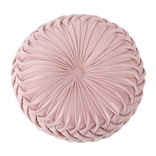 Baiyuruodie Round Velvet Pillow, Sofa Bed Bedroom Decorative Throw Pillow (38cm, Light Pink) - color: Light Pink, size: 1 Count (Pack of 1)