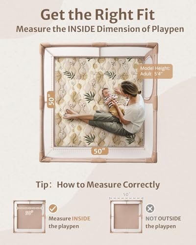 Blissful Diary Baby Play Mats for Floor, 50x50 Playpen Mat, Thick Cushioning Padding Foam Playmat for Baby and Toddlers Infants, Non-Slip & Machine Washable, Earth Tones Design - color: Earth Tones, size: 50" X 50"