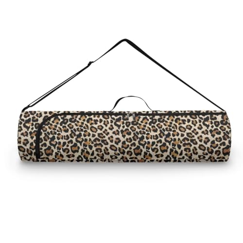 Yoga Mat Bag for Women & Men Full-Zip Yoga Mat Carrier Bag for Class Workout Park with Adjustable Strap - color: Leopard Print