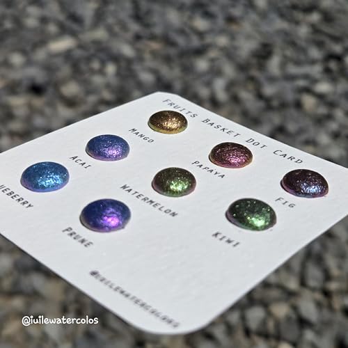 IUILE Handmade Watercolor Paints - Fruits Basket Dot Card (8 colors). Color Shift, Metallic, Shiny, Shimmer - color: Fruits Basket Dot