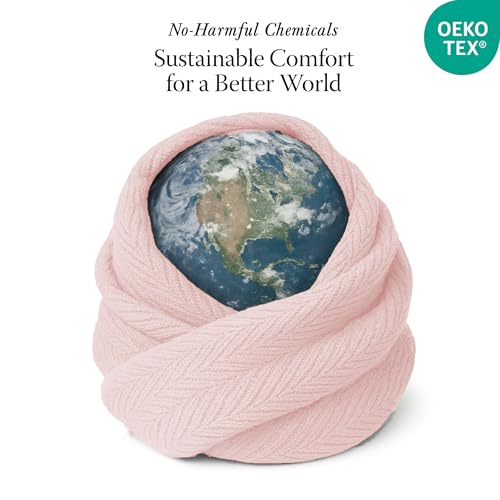 Threadmill Luxury 100% Cotton King Herringbone Blanket, English Rose - color: English Rose, size: King (106" x 92")