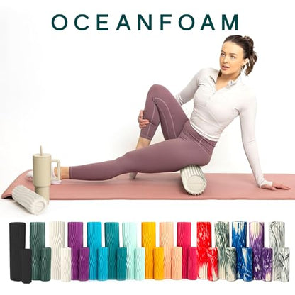 Oceanfoam Tidal Roller - Natural - Muscle Massage Foam Roller for Back Pain & Stretching - Firm and Ergonomic Wide Wave Textured - Yoga, Athletics, & Wellness - Full Size, 20" x 5" - color: Natural