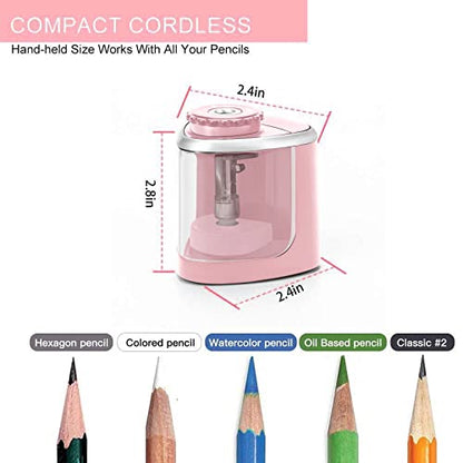 Aogwat Pencil Sharpener Electric Pencil Sharpener for Kids, Blade to Fast Sharpen, Suitable for No.2/School/Classroom/Office/Home (Pink) - color: Pink