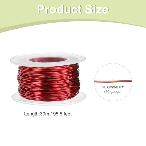 HARFINGTON 20 Gauge Aluminum Craft Wire 0.8mm 98.5ft Flexible Bendable Anodized Metal Jewelry Sculpting Wire for Jewelry Making Modelling Craft DIY, Red - color: Red, size: 30M x 0.8mm