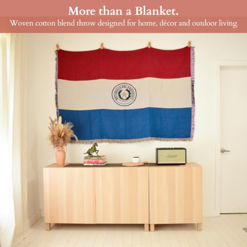 Paraguay Flag Woven Throw Blanket – Woven Not Printed – 50x70 Paraguayan Blanket for Couch, Bed or Wall – Paraguay Home Decor for Paraguayans Living Abroad - color: Paraguay