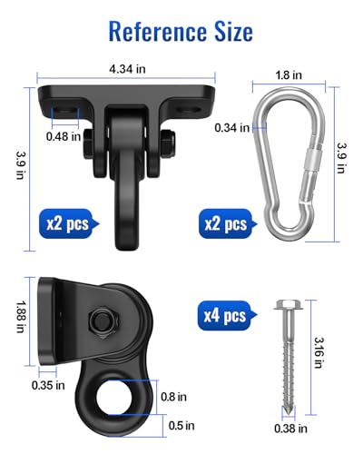 Heavy Duty Swing Hangers, Indoor-Outdoor Hooks, 2-Pack - color: 2 Pack Black