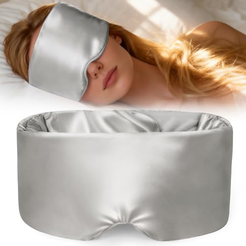 Akakios Weighted Eye Mask Silk Sleep Mask for Sleeping(Gray) - color: Silk-light Gray