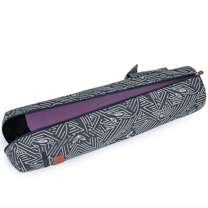 Yoga Mat Bag for Women & Men, Full-Zip Canvas Pilates Bag with Pockets | Lightweight Yoga Mat Carrier with Adjustable Shoulder Strap, Fits 1/4 & 1/3 Inch Thick Mats, for Studio Gym Travel Workout - color: Blue and White Striped Pattern