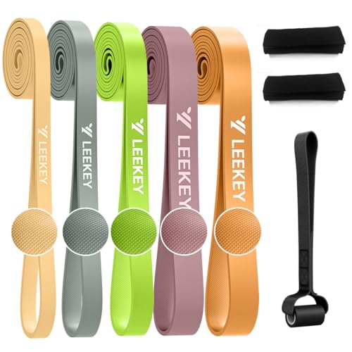 LEEKEY 5-Level Pull Up Assistance Bands Full-Body Training | Resistance Bands with Grip、Door Anchor Physical Therapy Home Gym Workouts Strength Bands for Senior/Adults - style: 5-125LBS MORANDI