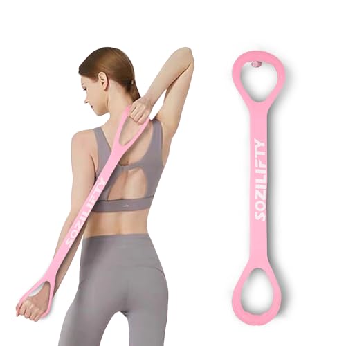 Figure 8 Resistance Band (Upgraded),Elastic Band, Stretch Bands, with Storage Bag, for Arm,Shoulder, Back,Leg Stretching Workout, Portable Home Office Elastic Ropes for Yoga, Pilates - color: Pink
