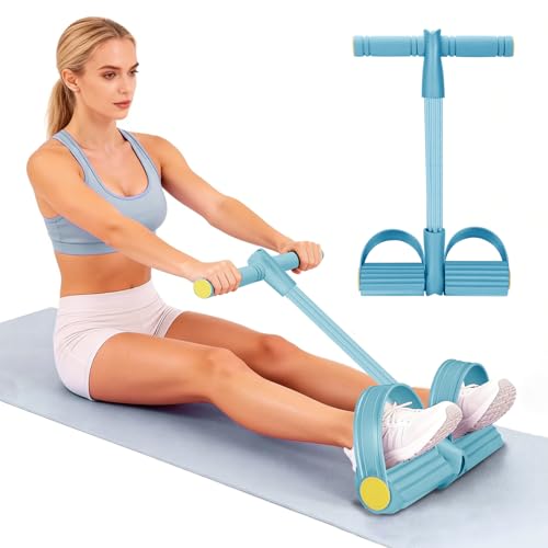 Resistance Bands with Handles 6 Tube Multifunction Tension Rope, Sit-Up Exercise Equipment with Foot Pedals and Handles，Pedal Resistance Band for Abdomen, Waist, Arm, Leg - color: Blue
