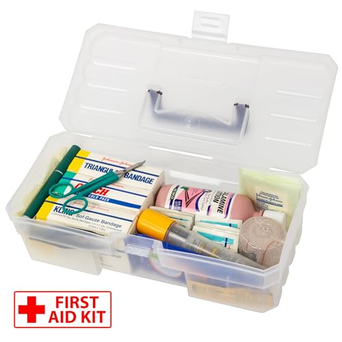 Akro-Mils 12-Inch ProBox Plastic Art Supply, Hobby or Craft Storage Toolbox, Model 09912CLPUR, (12" x 5-1/2" x 4"), Clear (Pack of 6) - size: 6 Pack
