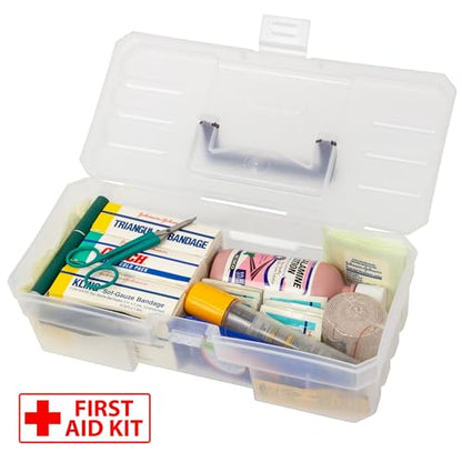 Akro-Mils 12-Inch ProBox Plastic Art Supply, Hobby or Craft Storage Toolbox, Model 09912CLPUR, (12" x 5-1/2" x 4"), Clear (Pack of 6) - size: 6 Pack