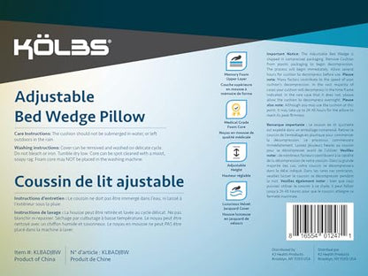 Kolbs Memory Foam Adjustable Bed Wedge Pillow - Wedge Pillow Set for After Surgery - 9 x 12 inch Height Chic Jacquard Cover Multi Use for Sleeping and Acid Reflux (Adjustable Height Wedge) - size: Adjustable Height Wedge - Grey