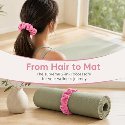Yoga Mat Scrunchie - Holds Your Yoga Mat in Style - Durable & Elasticity Fabric - Fits All Standard Yoga Mats - color: Violet-red
