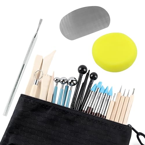27 PCS Clay Tools Kit | Practical Polymer Clay Sculpting Set for Adults | Ideal for Air Dry Clay Pottery Craft, Dotting, Carving, Drawing, Molding, Modeling, Shaping, Baking