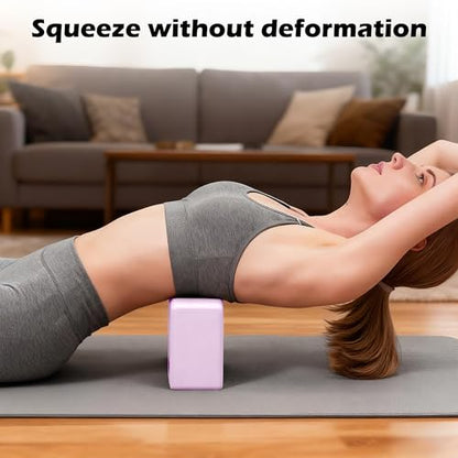 Leikefitness Yoga Blocks 2 Pack,Lightweight-High Density Eva Foam Soft Non-Slip for Yoga, Pilates, Meditation 9"×6"×3" - color: Purple