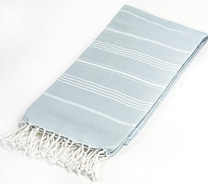Beach Towel 100% Cotton Turkish Beach Towel Adult 38x70 Inch Pre-washed Absorbent Extra Large|Sand Free Quick Dry BathTowels|Lightweight Blanket|Travel Cruise Camping Spa Gym Yoga Towel|Baby blue - color: White Lightblue