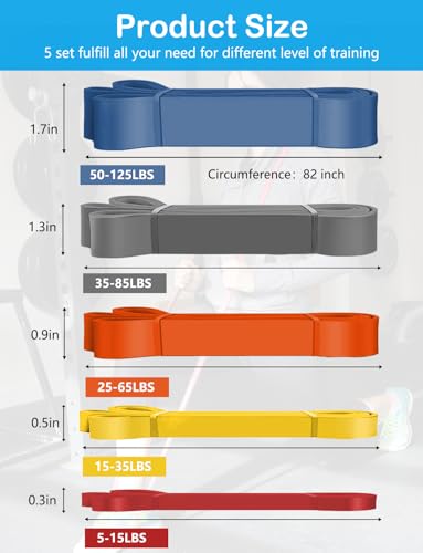 Pull Up Bands, Resistance Bands Set, Exercise Workout Bands for Men & Women, Ideal for Body Stretching, Physical Therapy and Muscle Training - color: Red