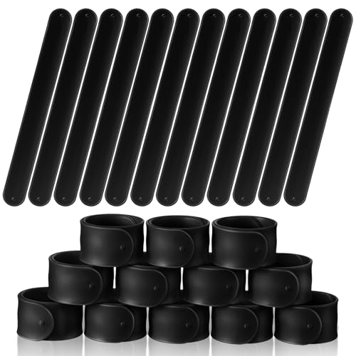 Gemscream 12 Pcs Silicone Slap Bracelets DIY Slap Bands Party Favors Bulk Blank Soft Wristband Wrist Snap Band for Craft Project DIY Painting Birthday Party Halloween Christmas - color: Black