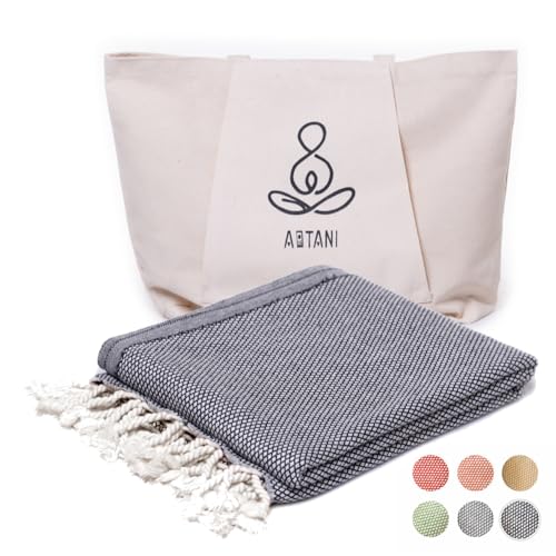 ATANI Turkish Beach Towel, Converts to a Bag, Oversized 100% Cotton Bath Towels Lightweight Quick-Dry Beach Blanket for Travel, Picnic, Camping, Yoga and Pool (Black + Bag, 35 inc x 69 inc) - color: Black + Bag, size: 35 inc x 69 inc