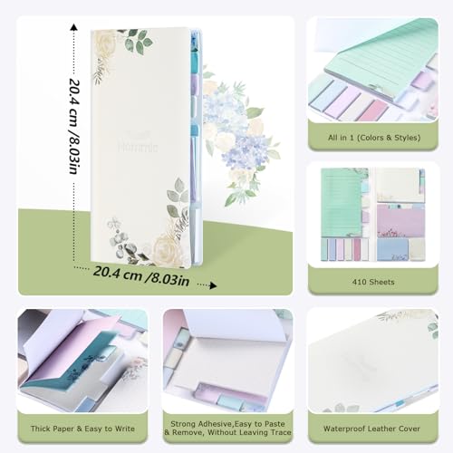 Sticky Notes Set Sticky Notes Tabs Divider Sticky Notes Planner Sticky Notes Sticky Note Dividers Tabs Book Notes Office Supplies Back to School Supplies - color: Flower(beige Background)