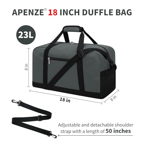 Apenze Small Gym Bag 18 inch Carry On Duffel Bag for Weekender Travel - Dark Grey - color: Dark Grey, size: 18inch
