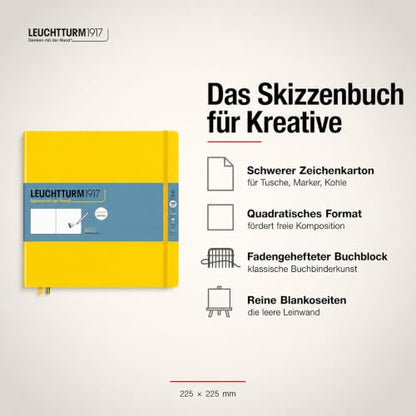 Leuchtturm1917 - Square Hardcover Sketchbook (Lemon) - 112 Pages of 150g/m² Paper - color: Lemon, size: Square