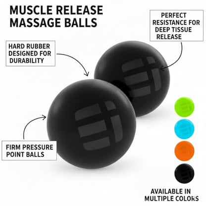 Massage Lacrosse Balls for Deep Tissue Relief - Trigger Point Therapy Ball Set for Plantar Fasciitis, Myofascial Release for Back, Shoulder, Foot - Massage Ball Roller - 2 Pack (Night Black) - color: Night Black