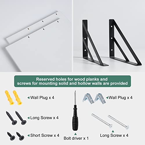 Tectocker-DOU 2 Pc Deep Floating Wall Shelves, Heavy Duty, 16x12, White - color: White, size: 16W×12D