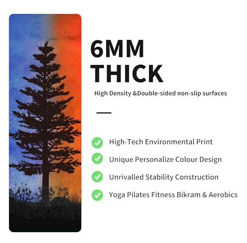 nuveti Yoga Mat Print Extra Thick TPE Non Slip Fitness Exercise Mat with Carrying Bag,72"x24" Extra Thick 6MM Exercise & Workout Mat for Yoga, Pilates Fitness and Floor Exercises - color: CangSong