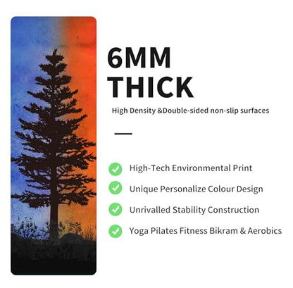 nuveti Yoga Mat Print Extra Thick TPE Non Slip Fitness Exercise Mat with Carrying Bag,72"x24" Extra Thick 6MM Exercise & Workout Mat for Yoga, Pilates Fitness and Floor Exercises - color: CangSong