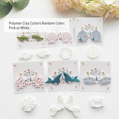 Ocean Life Polymer Clay Cutters Set - 17pcs Sea Creatures Shapes Including Starfish, Dolphin, Turtle, Jellyfish & Seashell for DIY Earring Jewelry, Scrapbooking & Miniature Decor - color: T color