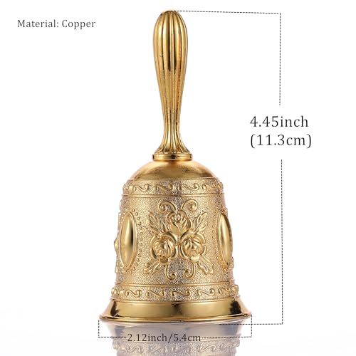 Super Loud Brass Hand Call Bell for Dinner & Seniors Bedside-Gold - color: Gold