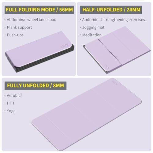 Foldable Yoga Mat Extra Large 74"×31.5" - color: Light Purple+Black