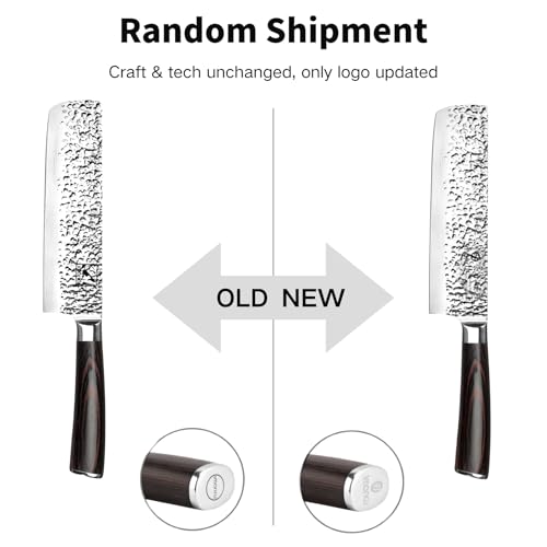 imarku Nakiri Knife 7 Inch, Japanese High Carbon Stainless Steel Chopper | Flat-edge blade creates clean, even vegetable and meat cuts, ergonomic handle supports daily chopping and meal preparation - color: Black with Espresso Brown