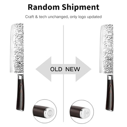 imarku Nakiri Knife 7 Inch, Japanese High Carbon Stainless Steel Chopper | Flat-edge blade creates clean, even vegetable and meat cuts, ergonomic handle supports daily chopping and meal preparation - color: Black with Espresso Brown