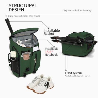Kalesi Gym Duffle Bag Backpack 4-Way Waterproof with Shoes Compartment for travel Sport Hiking laptop - color: 02-forest Green