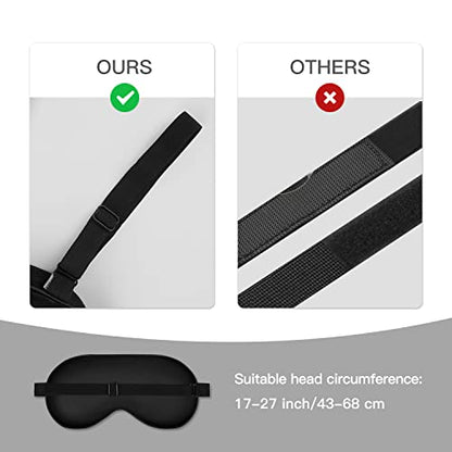 Silk Sleep Mask, Blackout Eye Mask for Sleeping with Adjustable Strap - color: Black
