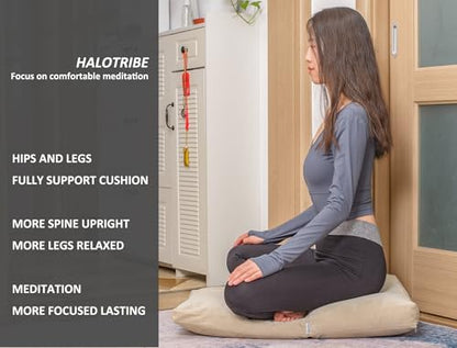 Meditation Cushion,Velvet Meditation Pillow and Zabuton 2-in-1 Portable Design(50 * 70CM). (Khaki, Service H：9cm) - color: Khaki