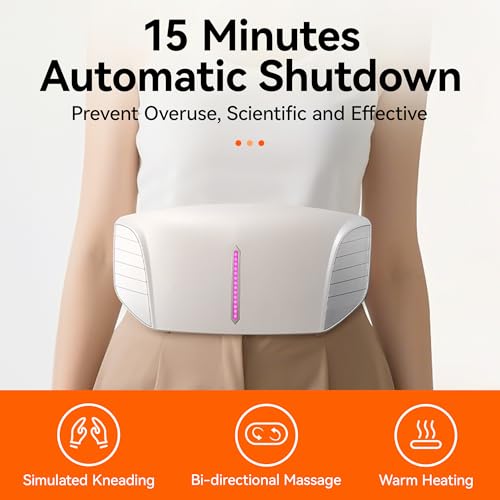 Double Disc Abdominal Massager with Heat, Stomach Massager for Digestion | Belly Cellulite Massage for Flattening Belly, Relieves Discomfort Caused by Bloating, Constipation,Stomach Pain
