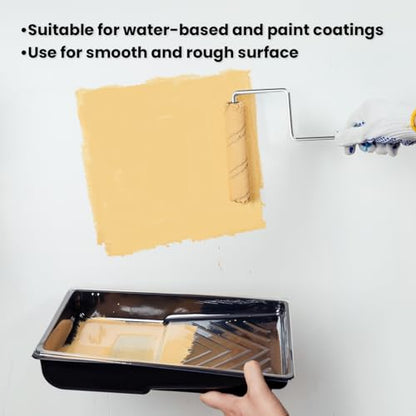 Paint Roller Covers, 100 Pack, 6 Inch, 3/8 Inch Nap | 6 Inch Microfiber Sleeves, 2 Anti-Rust Metal Frames Included, Ideal for Wall & Furniture Painting - size: 6 inch paint roller 100 pack