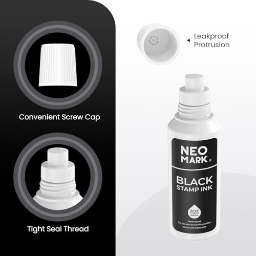 Premium Stamp Ink, Quick-Drying & AP-Certified Non-Toxic Refill Ink for Self-Inking Stamps, Date Stamps and Stamp Pads (Black, 2oz) (Pack of 2) - color: Black, size: 2 fl oz (Pack of 2)