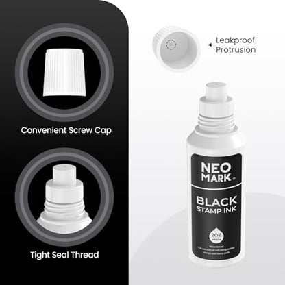 Premium Stamp Ink, Quick-Drying & AP-Certified Non-Toxic Refill Ink for Self-Inking Stamps, Date Stamps and Stamp Pads (Black, 2oz) (Pack of 2) - color: Black, size: 2 fl oz (Pack of 2)