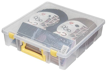 ArtBin Super Satchel 1-Compartment Craft Storage Box, Yellow Latches | One Open Compartment, 15.2 x 8 x 6.2 Inches, Secure Latches, Stackable, Clear Durable Polypropylene - color: Yellow