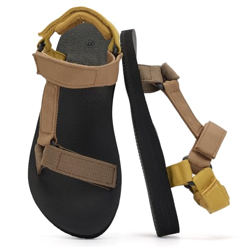 Womens Sport Hiking Water Sandals Quick Dry Outdoor | Comfortable Walking,Yoga Mat Insole,Athletic Sandals,Summer Shoes, Arch Support, Adjustable Straps，Ladies,Beach,River,Camping - color: Brown, size: 8